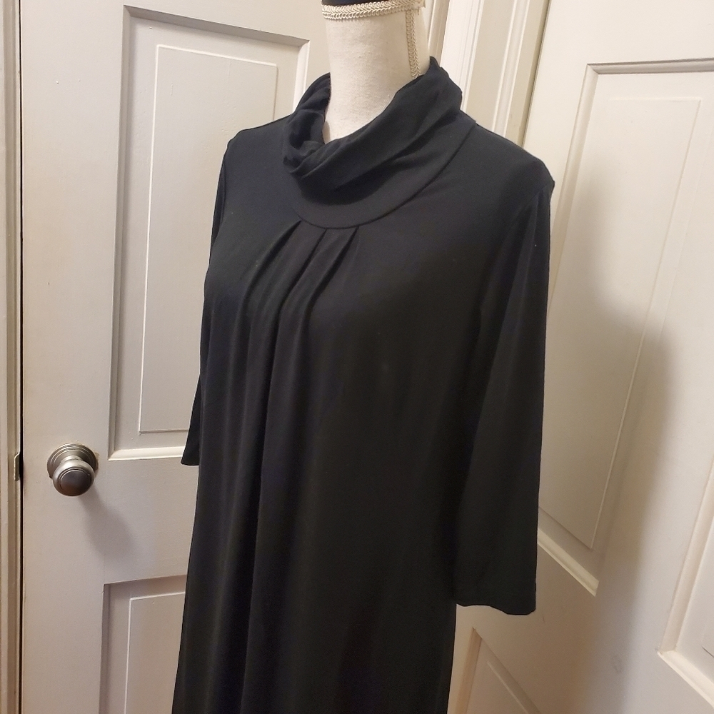 J. JILL Black Jersey Knit Cowl Neck Dress Size XSmall, Classic, business casual - Picture 2 of 9